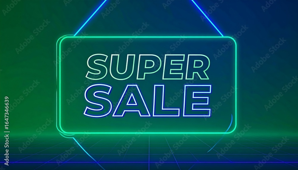 Fototapeta premium Neon sign advertising a super sale