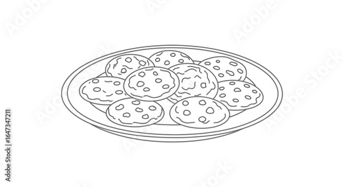 delicious chocolate chip cookies on a plate perfect for bakery menus recipe websites or sweet treat packaging design