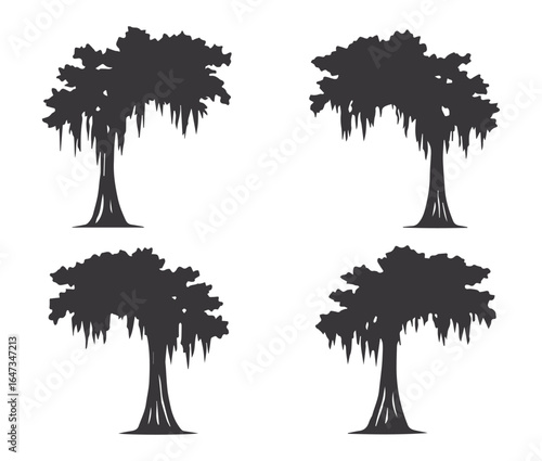 Cypress Tree Silhouette Vector Illustration, Cypress Tree Silhouette Perfect for Nature and Outdoor Themes
