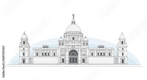 Architectural marvel Vector illustration of Victoria Memorial, Kolkata india