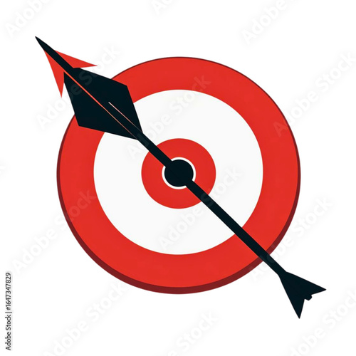 A sharp arrow pierces the center of a red and white bullseye target with a sense of precision and focus