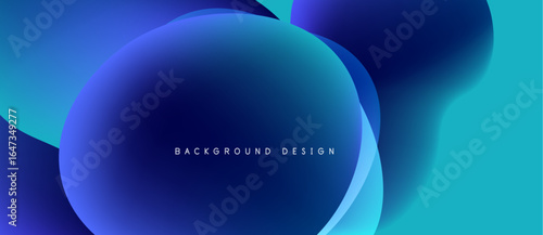 Abstract fluid shapes, blue hues dominate. Gradient colors blend smoothly, creating modern background design. Minimalist aesthetic.