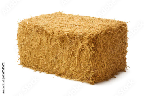 Hay bale standing on transparent background representing agriculture and farming