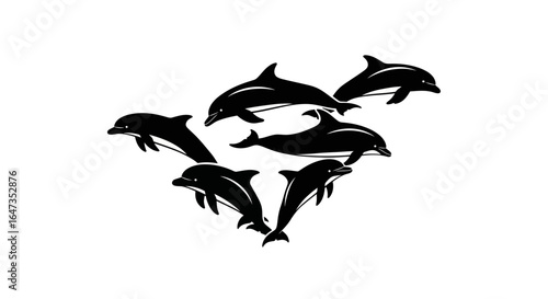 elegant silhouette of dolphins leaping perfect for marine life designs ecofriendly branding and oceanthemed projects