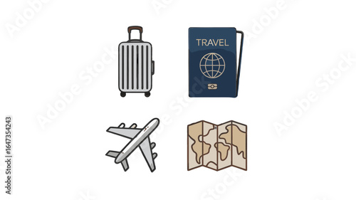 A collection of travel essentials.