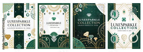 Elegant promotional banners for the LuxSparkle Collection featuring intricate designs and a sophisticated color palette.
