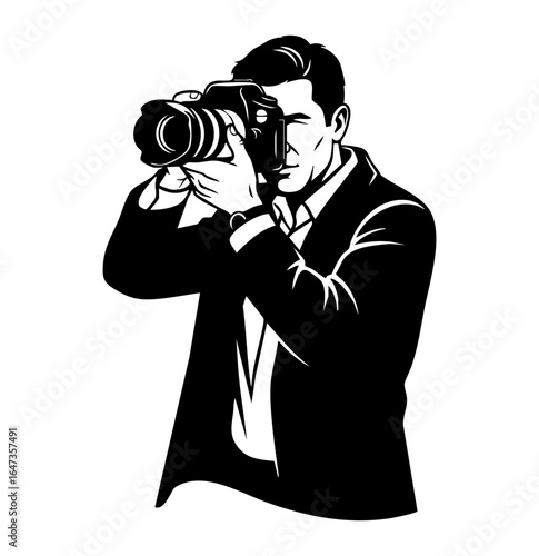 Minimal Flat Vector Professional Male Photographer in Business Casual Attire