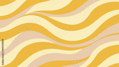 Retro wavy lines pattern in muted yellow beige and cream abstract background