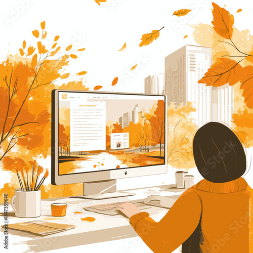 Autumn Workspace with Scenic View