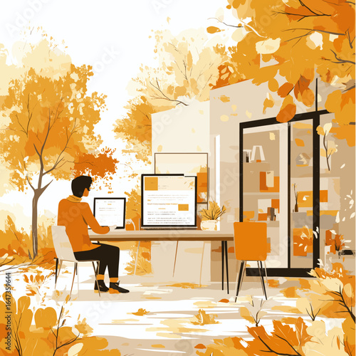 Autumn Workspace with Scenic View