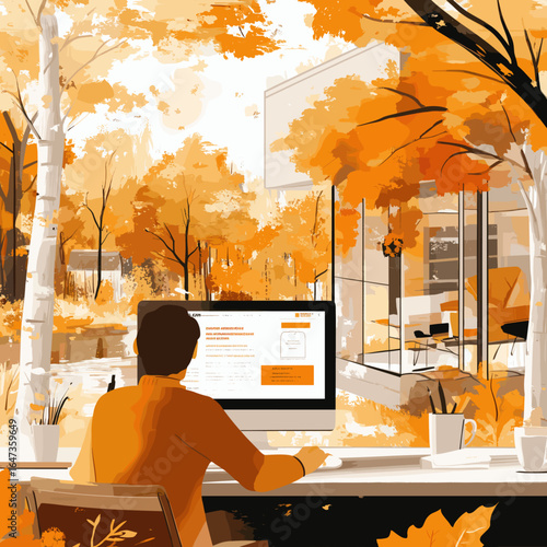 Autumn Workspace with Scenic View