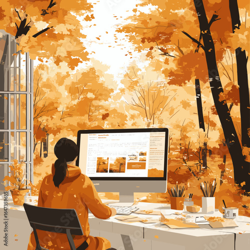 Autumn Workspace with Scenic View