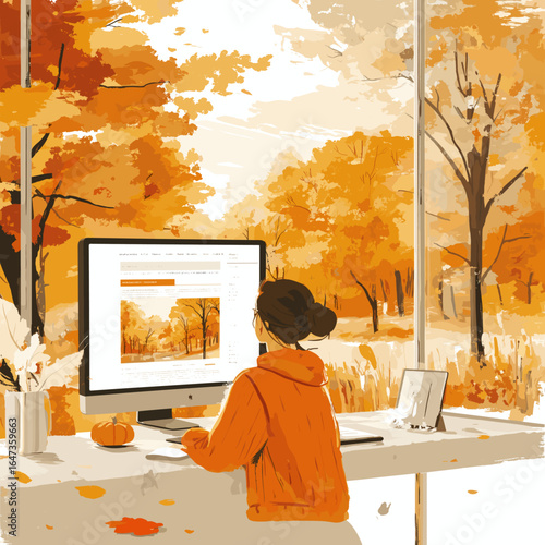 Autumn Workspace with Scenic View