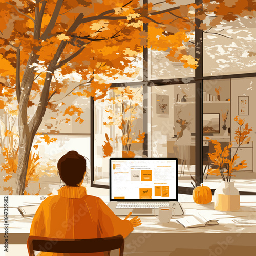Autumn Workspace with Scenic View