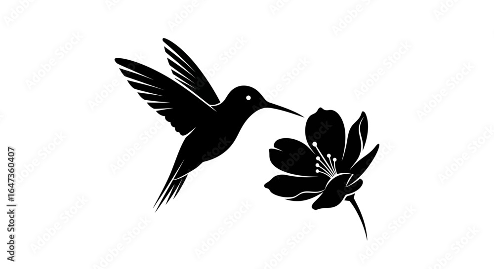 Obraz premium elegant hummingbird silhouette perfect for ecofriendly natureinspired designs branding and wellness projects seeking a symbol of grace and balance