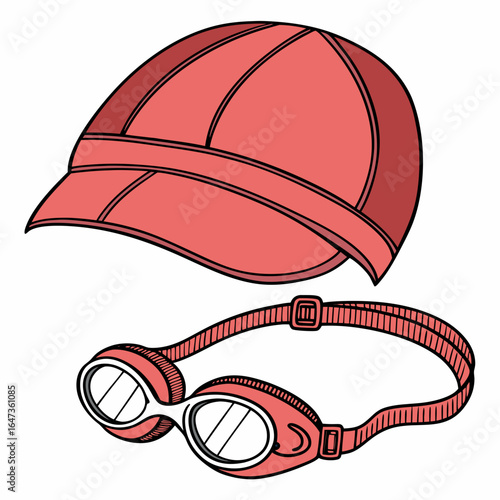 Coral swimming cap and goggles aquatic sports swimming gear
