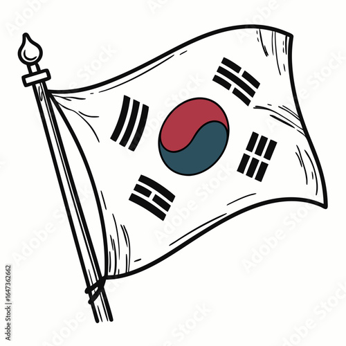 Korean flag ink drawing south korea flag national symbol