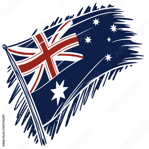 Australian flag artistic brush strokes national symbol