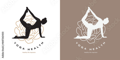 Stylish minimalist yoga logo silhouette, perfect for spa, wellness, and healthy living concepts.