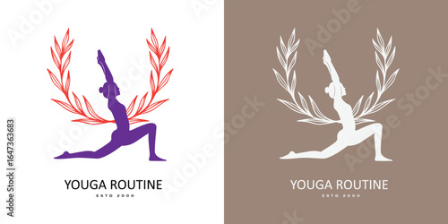 Peaceful yoga silhouette logo in simple lines, great for meditation retreats and lifestyle brands.
