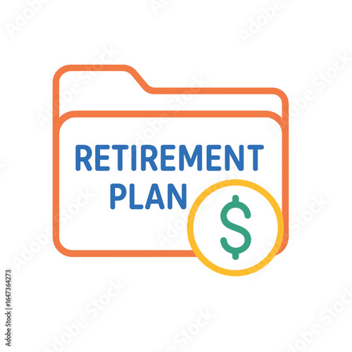 Retirement plan folder with dollar sign in minimal design  Retirement Plan Icon
