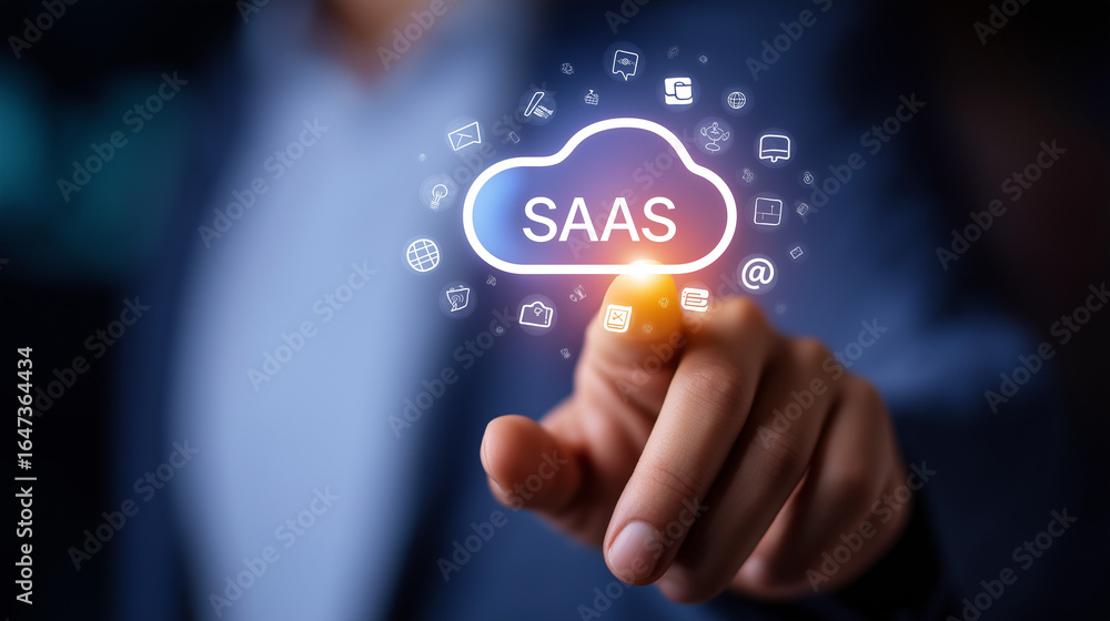 Fototapeta premium SaaS Software as a Service Cloud Applications Access Technology