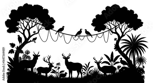 elegant silhouette of tropical wildlife perfect for ecofriendly brands nature documentaries and junglethemed designs