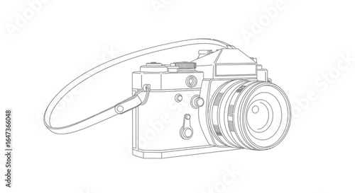 vintage mm camera line art illustration for nostalgia photography blogs and retro design projects
