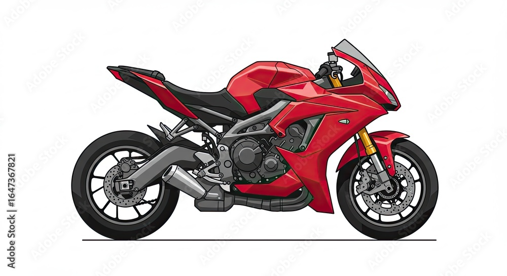 Obraz premium red motorcycle on black background