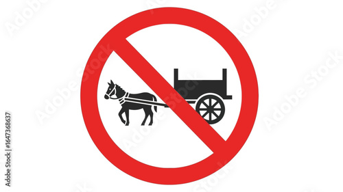 No Horse-Drawn Vehicles Allowed A Traffic Sign Indicating Restriction on Carriages and Carts