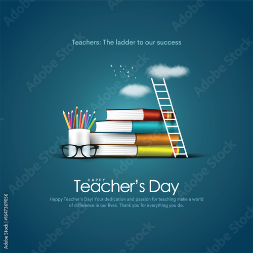 Happy teachers day creative background design. Vector illustration for education concept.