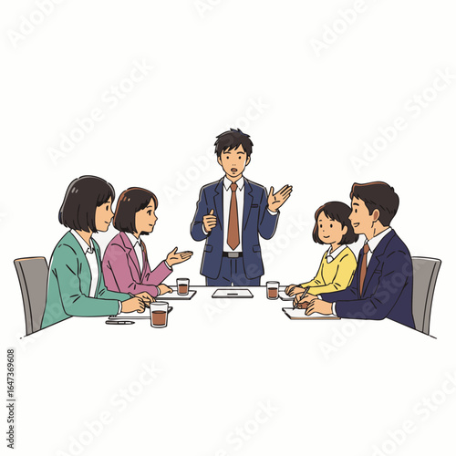 A dynamic and inclusive multi-generational business team, featuring diverse individuals and female leadership, collaborates effectively during a productive corporate meeting.