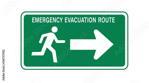 Emergency Evacuation Route Sign Directional Guidance for Safety and Escape in Building