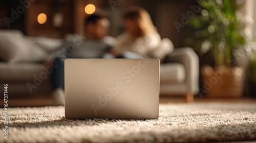 Wallpaper Mural Modern couple leisurely browsing an online store from their cozy couch Torontodigital.ca