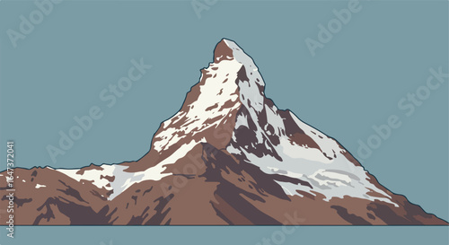 Illustration snowy mountain peak
