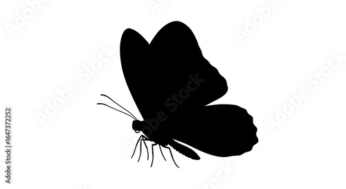 elegant black butterfly silhouette perfect for nature designs ecofriendly branding and transformative metaphor illustrations