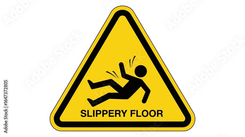 Warning Sign Slippery Floor - Cautionary Symbol of a Person Slipping and Falling