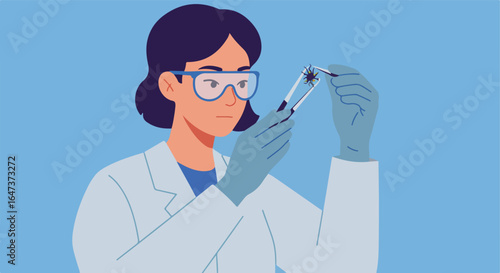 Scientist examines specimen