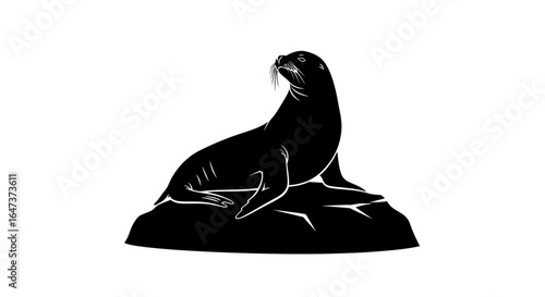 majestic sea lion silhouette elegant black and white wildlife illustration for branding logos and naturethemed designs