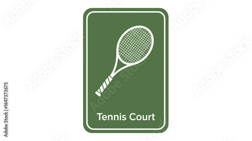 Tennis Court Sign A Green and White Icon Indicating a Place for Tennis Play