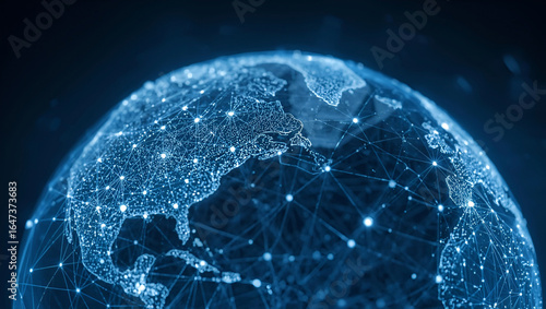 glowing digital earth network map
