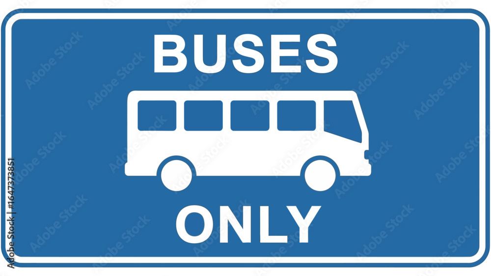 Blue and White 'Buses Only' Sign Directional Traffic Sign for Public Transportation Blue and White 'Buses Only' Sign Directional Traffic Sign for Public Transportation