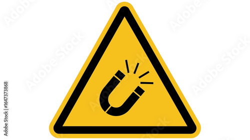 Magnetic Field Warning Sign Alerting of Strong Magnetic Forces in Hazardous Areas