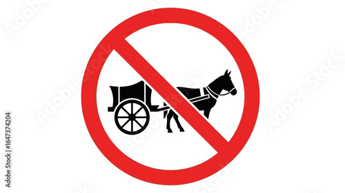 No Horse-Drawn Carriages Allowed A Prohibition Sign Depicting Carriage Restriction