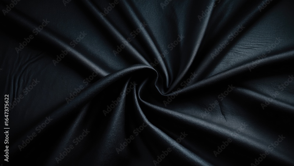 Obraz premium Black fabric with a twisted knot, smooth and shiny texture.