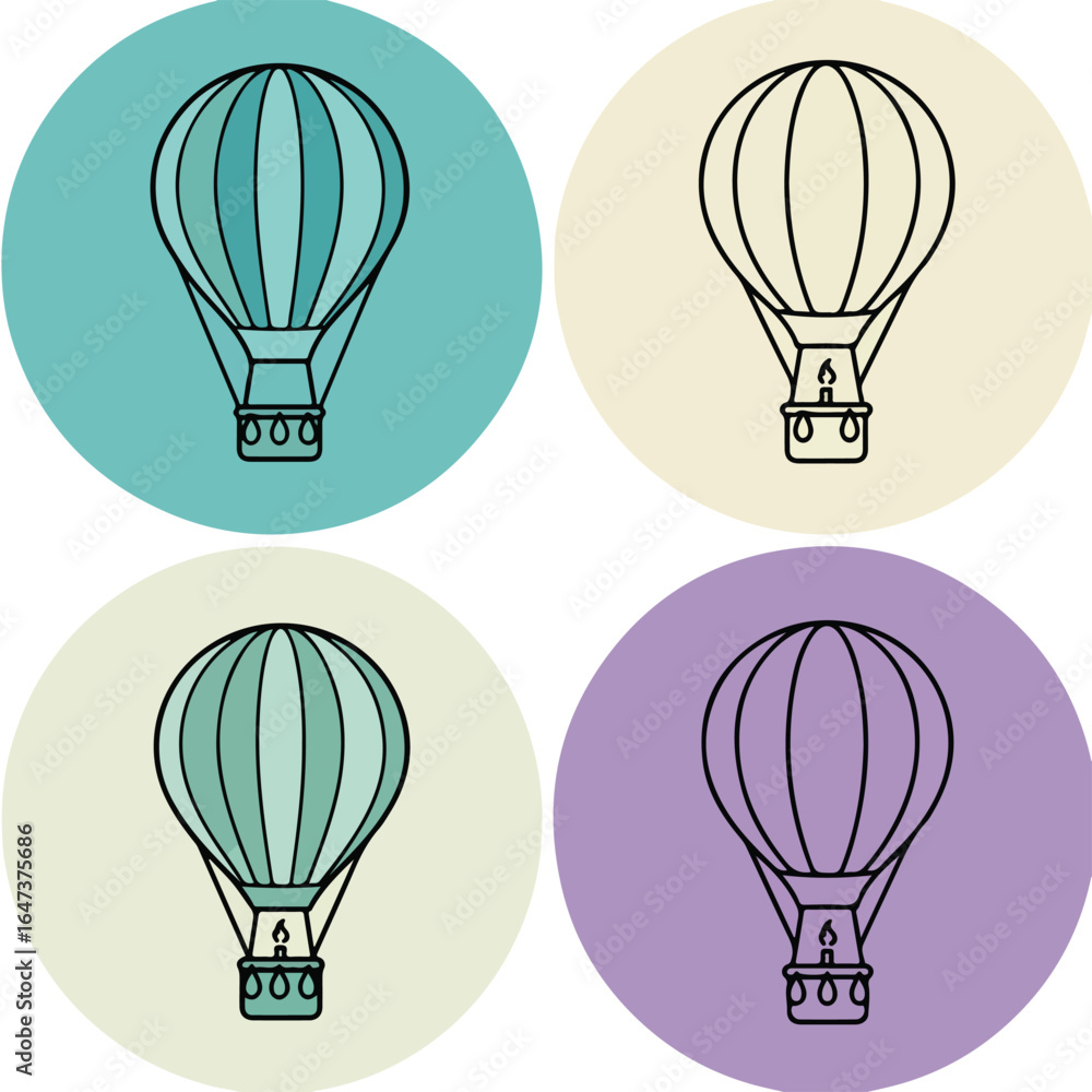 Fototapeta premium Air Balloon Icons