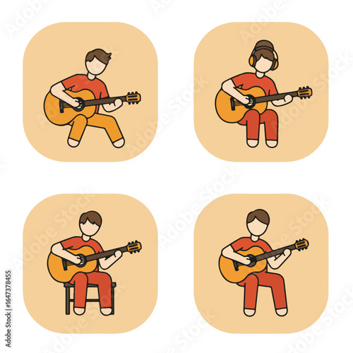 Guitar player icons