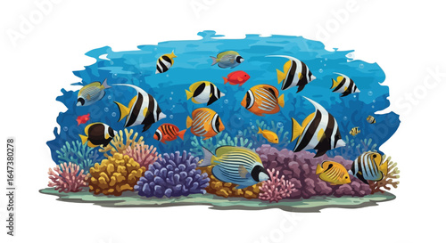 vibrant coral reef scene illustrative underwater paradise for childrens books educational materials and aquarium websites