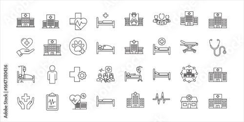 Healthcare and Medical Facility Line Icons