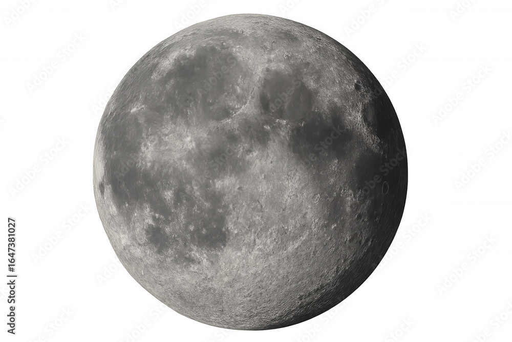 Obraz premium Rotating full moon against transparent backdrop, ideal for astronomical visuals, scientific graphics, and educational content